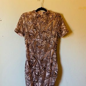 Rose gold sequins dress